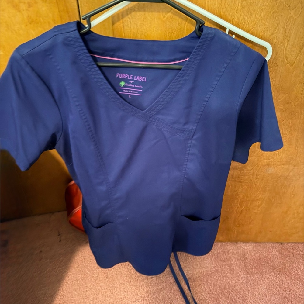Women's Navy V-Neck Medical Scrub Top and Pants